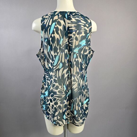 Ecru Blue and Gray Patterned Tank Top R2 - Picture 3 of 4